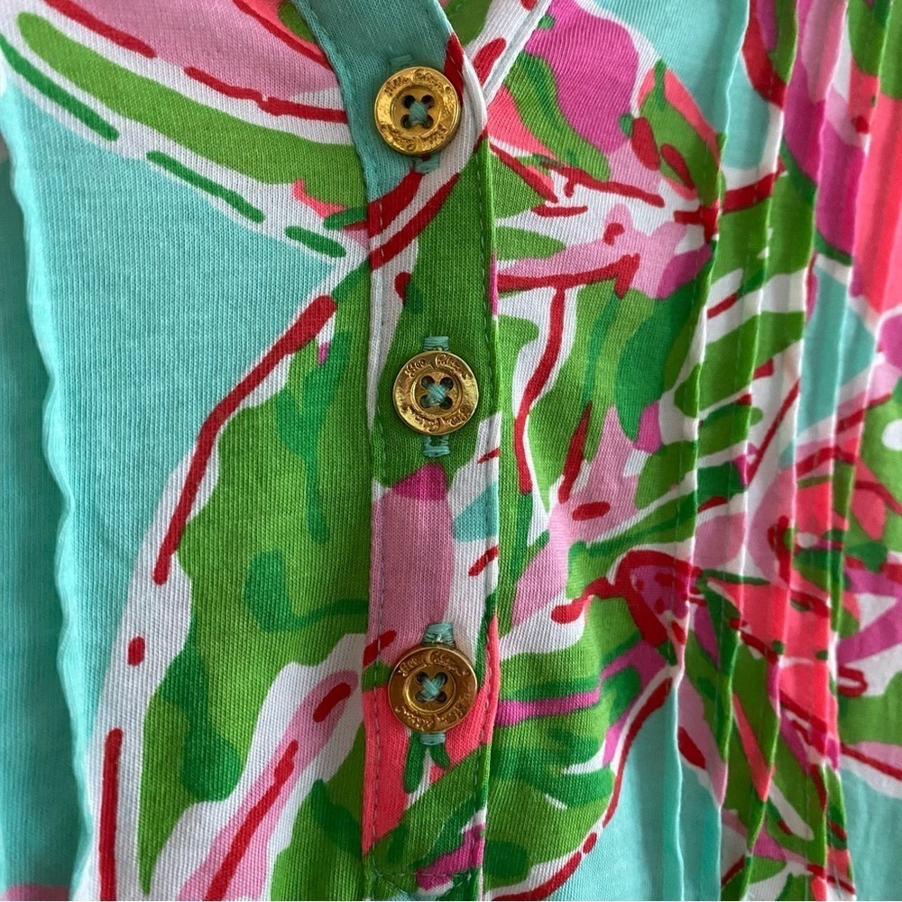 Lilly Pulitzer Colorful Dorthy Pintuck Blouse Top Multi in the Vias Print XS - Picture 8 of 16